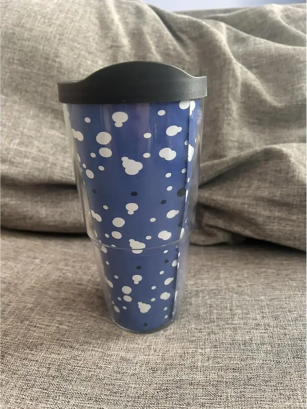 Tervis Tumbler Blue Black & White Polka Dots 24 Oz Cup Black Lid